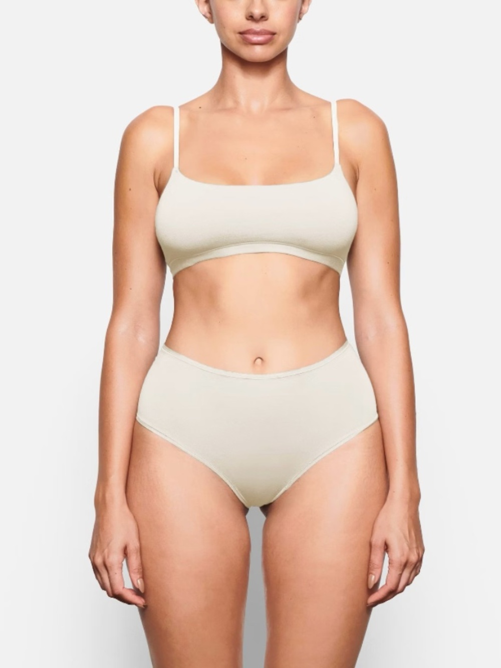 Skims Cotton Jersey Scoop Bralette in Colour Bone; Size Medium, Like New